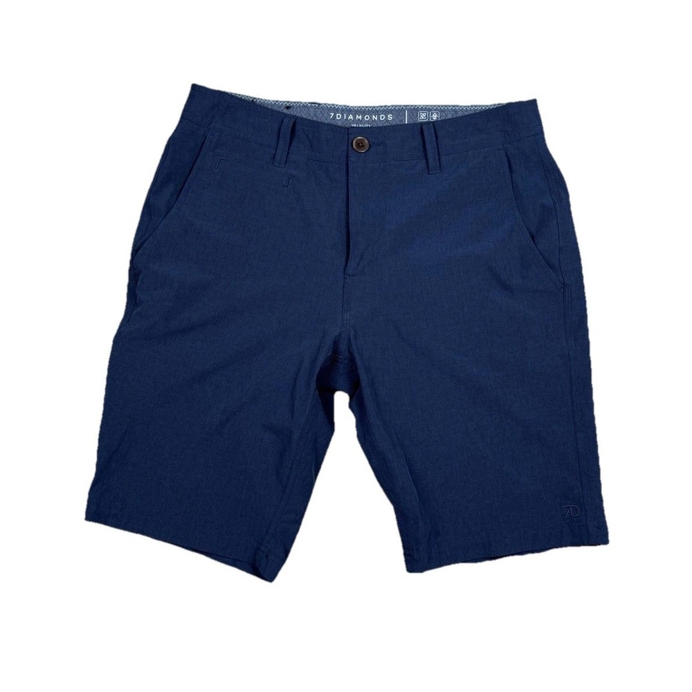 7 Diamonds Velocity Performance Shorts Mens 31 Blue 9" Golf  4-Way Stretch